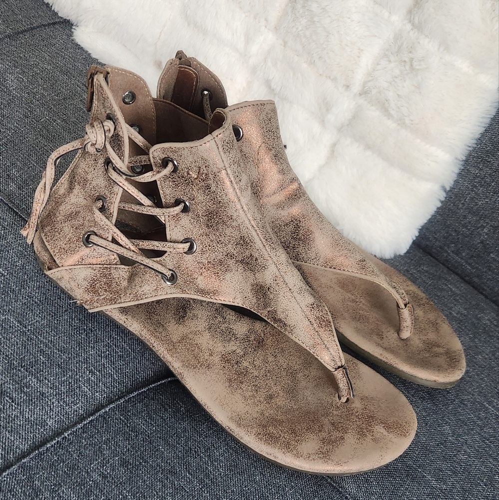 Women's Tan Lace-Up Sandals